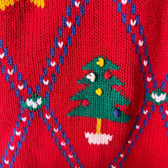 Vintage Karen Scott Women's Large‎ Holiday Christmas Sweater Knit Red Crewneck - Picture 5 of 5